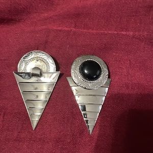 Vintage 80’s Black/silver Earrings